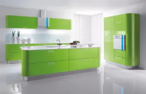 Zelená Delta Kira moderní kuchyně s ostrůvkem