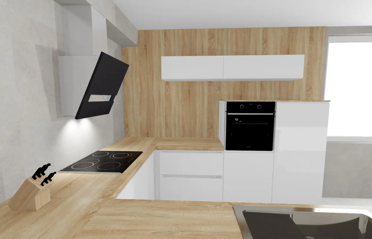 kuchyne laila bila do tvaru u minimalisticka