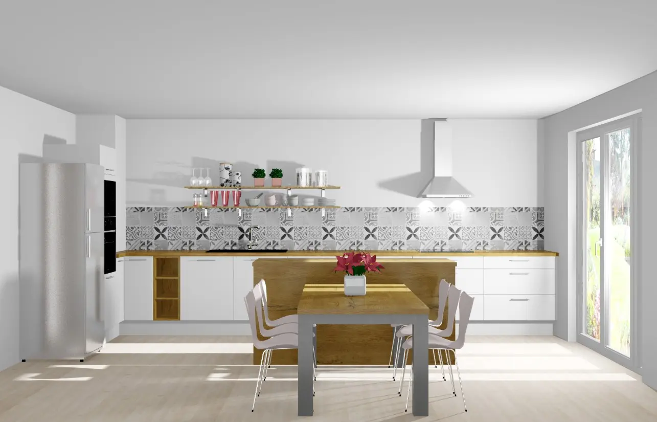 moderni kuchyne ella s rustikalnim obkladem do tvaru l s ostruvkem